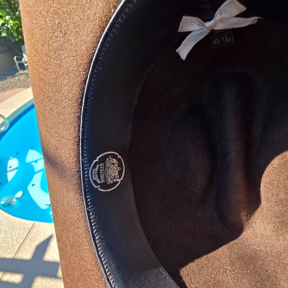 Vintage Stetson “Stallion” Cowboy Hat Size 6 7/8 Brown with Feather – USA Made - Picture 8 of 12